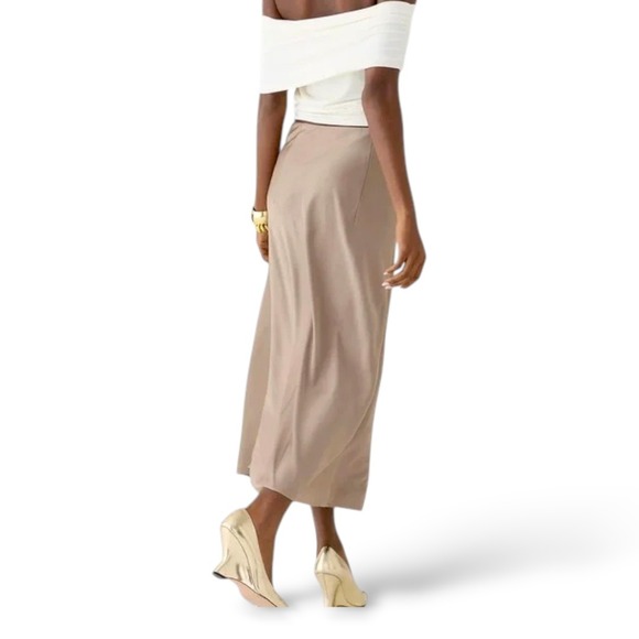J.Crew Gwyneth Pull-On Midi Slip Skirt Sz S Taupe - Picture 3 of 13